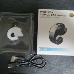 【新品未使用】クリップオンイヤーフォン　超軽量スポーツ用イヤフォン　ワイヤレスブルートオース接続　重電式50mA　耳を塞がないイヤフォンの画像