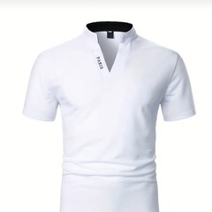 メンズ ソリッド バンドカラー ゴルフ Tシャツの画像
