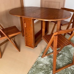 ディノス　5点セット(折りたたみダイニングテーブル＋チェア4脚)...