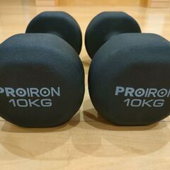 2x10キロ、1x15キロダンベル。トレーニングベンチの画像