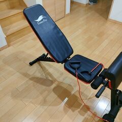 2x10キロ、1x15キロダンベル。トレーニングベンチの画像
