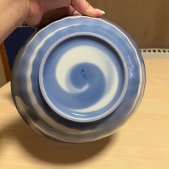 【未使用】有田焼　丸皿　ブルー　きんぶちの画像