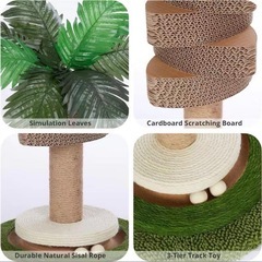 猫 爪とぎ 爪研ぎポール 観葉植物風 インテリア ザイザル麻 ココナッツおもちゃの画像
