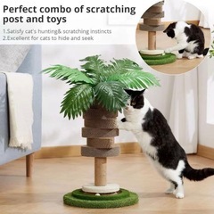 猫 爪とぎ 爪研ぎポール 観葉植物風 インテリア ザイザル麻 ココナッツおもちゃの画像