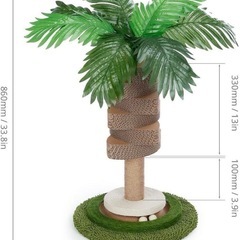 猫 爪とぎ 爪研ぎポール 観葉植物風 インテリア ザイザル麻 ココナッツおもちゃの画像