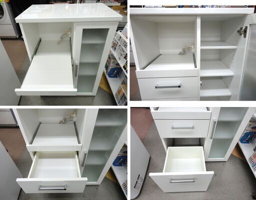 ミドルレンジボード 幅70×奥行45×高さ96㎝ ホワイト 創愛ファニチュア 食器棚 西岡店