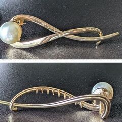 パールヘアクリップ/バレッタ➀（新品）ゴールドの画像