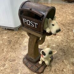 郵便ポスト 置物 ガーデニング ブルテリア 犬 POST 自立式
