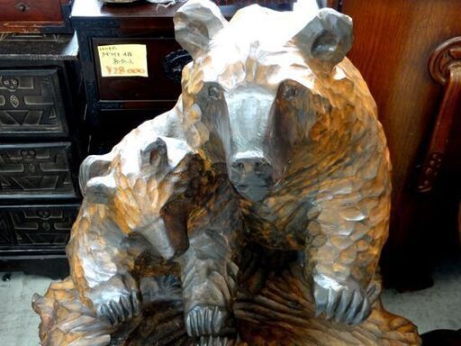 親子熊木彫り 北海道 アイヌ民藝品 SINKOP】シンコㇷ゚木彫り熊