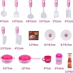 キッチンセット おままごと ごっこ遊び 知育玩具 組立式 食器 調理器具 軽量設計 ピンクの画像