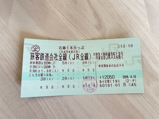 青春18きっぷ  4回分 (2024年 夏)