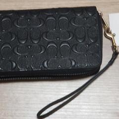 COACH 長財布 ジップ アラウンド 黒 シグネチャー C7360