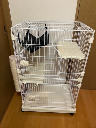 キャットケージ ハンモック付 2段　白