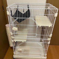 キャットケージ ハンモック付 2段　白の画像
