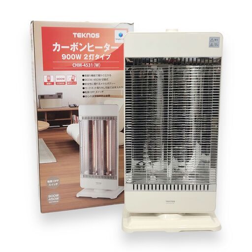 24Y583 ジ4 【美品】 TEKNOS テクノス カーボンヒーター CHM-4531(W) 450W/900W 中古品