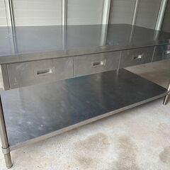 【お買い得】引き出し付き作業台　引き出し8つ付き　厨房台　ステン...