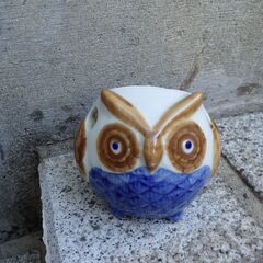 ふくろう　陶器置物　花瓶の画像