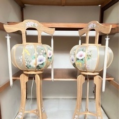 17日まで★中古★桐　お盆　高級回転灯篭2個セット