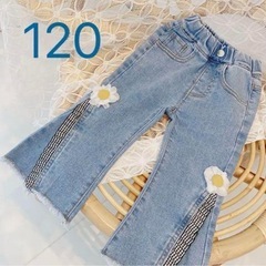 【120】デニム可愛いお花とチェック柄💕