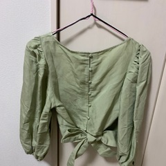 新品未使用 H&M ミントグリーン 半袖 パフスリーブトップス チュニック S 36 夏服 レディース エイチアンドエムの画像