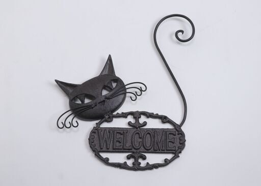 アイアン キャット ウエルカム ウォールデコレーション ウォールアート 壁飾り WELCOM 猫 CAT 玄関 インテリア