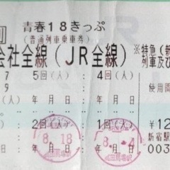 18きっぷ残り3回分　9.10まで有効　西立川or立川