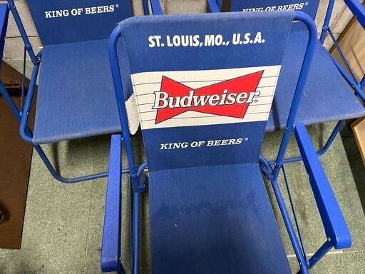 バドワイザー Budweiser キャンプチェア 3脚 折りたたみ アウトドア 幅53cm×奥行53cm×高さ78cm（座高42cm）