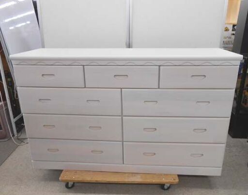 4段チェスト 幅約150cm 高さ約91cm 白系 木製 ミドル レール式 タンス たんす 株式会社サン 札幌 西野店