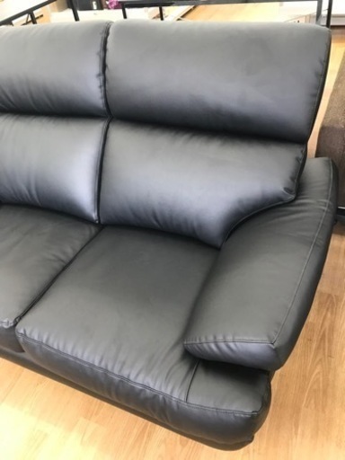 ★ジモティ割あり★ ニトリ 2人掛けソファ　合皮　ハイバックソファ ブラック H87×W147×D90 クリーニング済み KJ5987