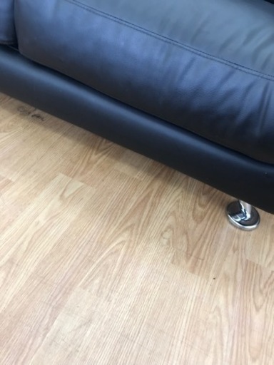 ★ジモティ割あり★ ニトリ 2人掛けソファ　合皮　ハイバックソファ ブラック H87×W147×D90 クリーニング済み KJ5987