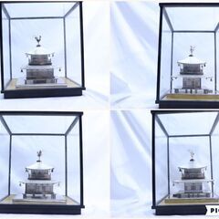 ◆ 　銀閣寺の置物（金属製）ガラスケース付き　　　#29864　◆の画像