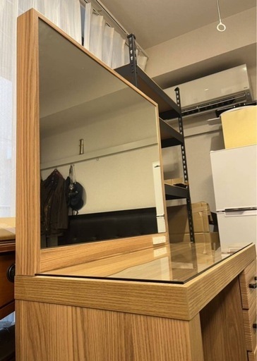 ドレッサー （オーク柄3D強化紙仕様）化粧台 木目 ウッド調 デスク 机