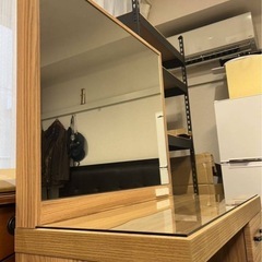 ドレッサー （オーク柄3D強化紙仕様）化粧台 木目 ウッド調 デスク 机