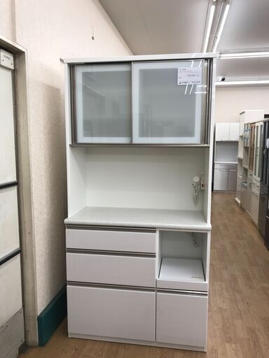 ★ジモティ割あり★ ニトリ 食器棚　アルミナ  ホワイト H201×W100×D45 クリーニング済み KJ5992