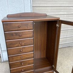 8段収納チェスト ガラスキャビネット 幅88*奥行45*高さ124.5cm (棚受け欠品) の画像