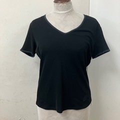 A2408-674 faveur 半袖カットソー ブラック 襟袖...