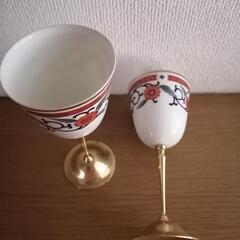 KURIYAMA 陶器 ワイングラス ガーラメント 24KGPの画像