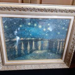 ☆値下げ！油絵絵画「ローヌ川の星月夜」ゴッホ　レプリカ　57×7...