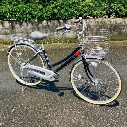 お取引感謝【鹿児島県の方に】丸石自転車・２７インチ・タイヤチューブ前後新品・ワイドバスケット・通学向き・変速オートライト