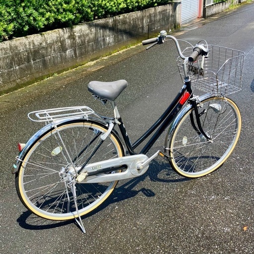 お取引感謝【鹿児島県の方に】丸石自転車・２７インチ・タイヤチューブ前後新品・ワイドバスケット・通学向き・変速オートライト