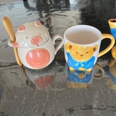 陶器　ブタさんシュガーポット　くまさんティーセット