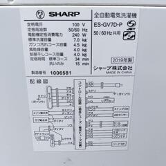 24*8183 SHARP 全自動洗濯機 7kg ES-GV7D-P 2019年製の画像