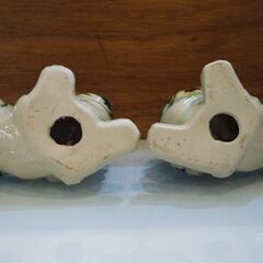 ② 陶器 置物 シーサー 阿吽セット 高さ12.5cm 一対 琉球 特産品 縁起物 民芸品 工芸品 沖縄 魔除け 唐獅子 札幌市東区 新道東店の画像