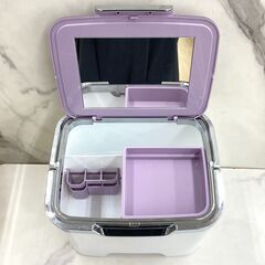 【レガストック川崎本店】MIクリエーションズ コスメ メイク ボックス 化粧箱 化粧品 収納 ミラー付 鏡付 大容量 COB-350 パープル 日本製の画像