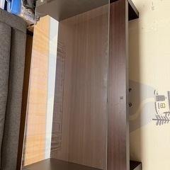 【美品】ローデスク(木目調のガラス板でおしゃれ！)