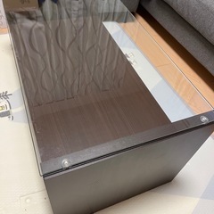 【美品】ローデスク(木目調のガラス板でおしゃれ！)の画像