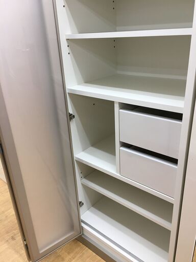★ジモティ割あり★  食器棚 シルバー W60×D60×H200 クリーニング済み SJ6869