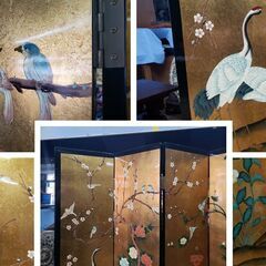 ｈ52　四枚屏風　金屏風の画像