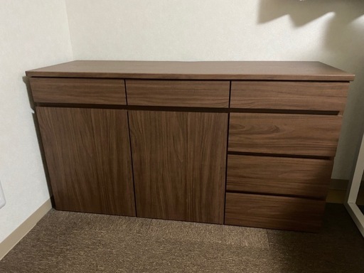 【格安】ISSEIKI サイドボード MDF ミディアムブラウン 中古品
