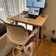 4年利用IKEA製ハイテーブルとハイチェア+stealcase製...
